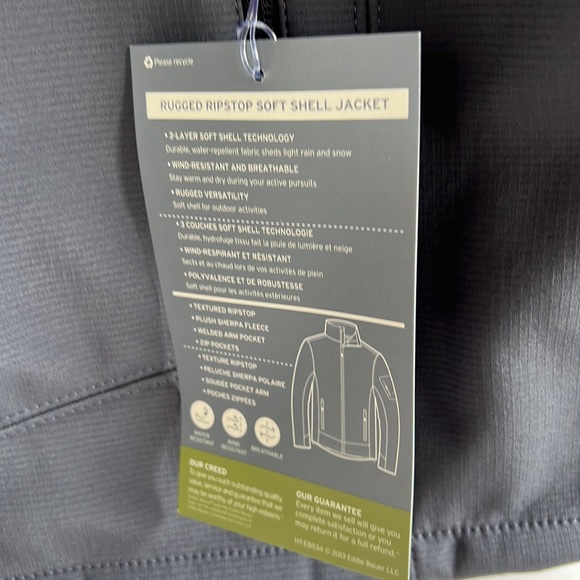NEW Eddie Bauer Rugged Ripstop Soft Shell Jacket Size L Grey Steel/Black - Picture 7 of 11
